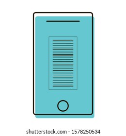 Electronic ticket. Barcode scanning. Passing control using a mobile device.  Design element. Vector illustration. Icon with shadow isolated on white background.