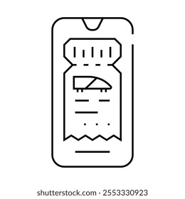 Icon-Vektor der elektronischen Ticket-E-Ticket-Linie. elektronisches Ticket-E-Ticket-Zeichen. isoliertes Kontursymbol, schwarze Illustration