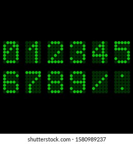 Electronic time numbers from 0 to 9