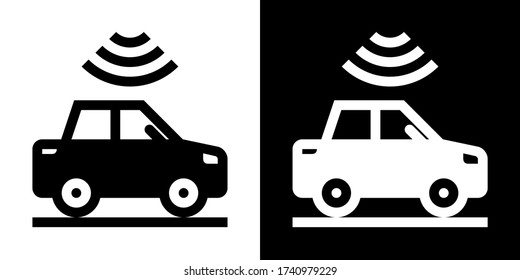 Electronic Toll Collection. Glyph Icon in White and Black Version.