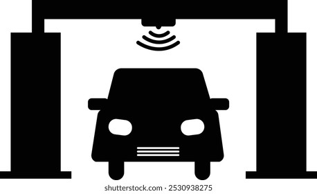 Ícone de pedágio eletrônico. rodovia com sinal de portão de ponto de verificação de pedágio. Símbolo eletrônico de pedágio. estilo plano.