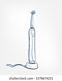 electronic toothbrush line vector clip art isolated cosmetics