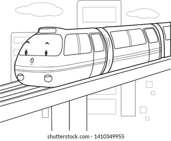 Electronic Train Line Art Drawing Transportation Stock Vector (Royalty