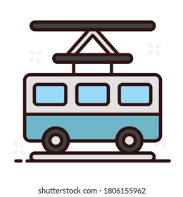 Electronic tramcar icon design, vector of electric cable bus concept 