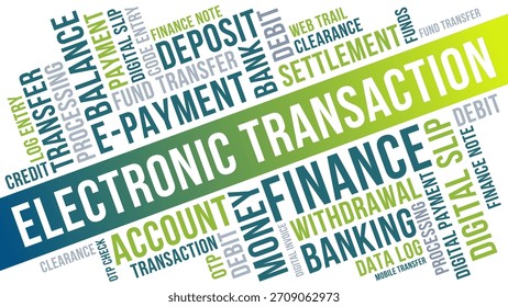 Transação Eletrônica Word Cloud, Digital Finance Pagamento Eletrônico e termos seguros de transferência