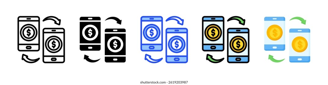 Electronic Transfer Icon Collection With Multiple Styles