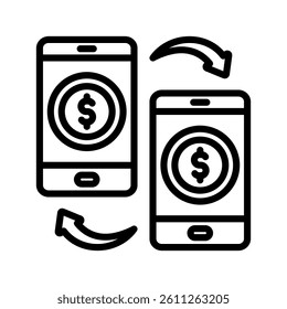 Electronic Transfer Line Vector Illustration On White Background.