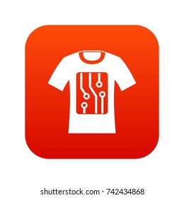 Electronic t-shirt icon digital red for any design isolated on white vector illustration