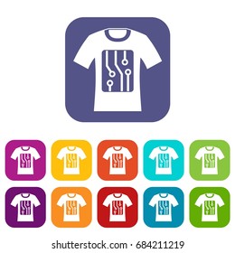 Electronic t-shirt icons set