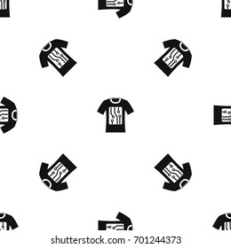 Electronic t-shirt pattern repeat seamless in black color for any design. Vector geometric illustration
