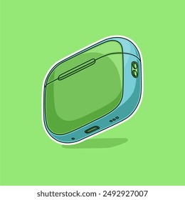 Electronic TWS Airpods Simple Vector with Blue and Green Background