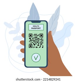 Pasaporte electrónico de vacunación. Código QR. Ilustración del vector 