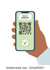 Pasaporte electrónico de vacunación. Código QR. Ilustración del vector 