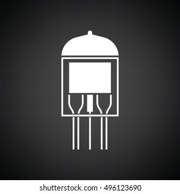 Electronic vacuum tube icon. Black background with white. Vector illustration.