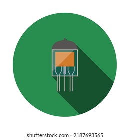 Electronic Vacuum Tube Icon. Flat Circle Stencil Design With Long Shadow. Vector Illustration.