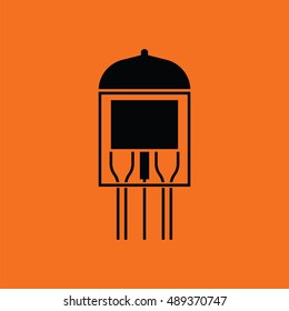 Electronic vacuum tube icon. Orange background with black. Vector illustration.
