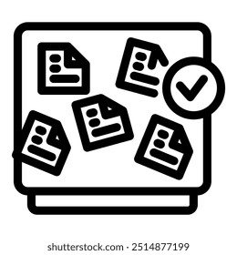 Electronic validation of multiple digital documents with a checkmark symbol