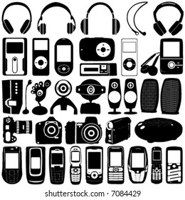 electronic vector 2 (mp3 player, mobile phone, headphone, webcam, digital camera, speaker)