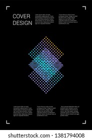 Electronic Vector Geometric Cover Design with Gradient and Abstract Lines and Figures for your Business. Brochure Design with Hologram, Gradient Effect for Identity.