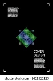 Electronic Vector Geometric Cover Design with Gradient and Abstract Lines and Figures for your Business. Leaflet Design with Hologram, Gradient Effect for Music Festival