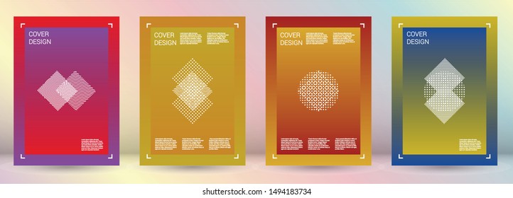 Electronic Vector Geometric Cover Design with Gradient and Abstract Lines and Figures for your Business. Mockup Design with Hologram, Gradient Effect for Disco Party.