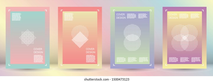 Electronic Vector Geometric Cover Design with Gradient and Abstract Lines and Figures for your Business. Booklet Design with Hologram, Gradient Effect for Dj Party.