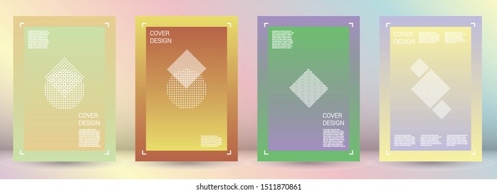 Electronic Vector Geometric Cover Design with Gradient and Abstract Lines and Figures for your Business. Coverage Design with Hologram, Gradient Effect for Performance.