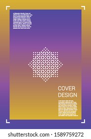 Electronic Vector Geometric Cover Design with Gradient and Abstract Lines and Figures for your Business. Catalog Design with Hologram, Gradient Effect for Presentation.