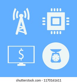 electronic vector icons set. with wi fi, cpu, dollar symbol computer and kitchen scale in set