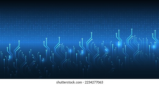 Electronic vector illustration. Abstract modern digital science technology futuristic circuit board. Cyber connection on the blue background. Hi-tech communication design.
