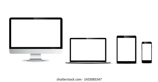 Elektronisches Vektormodell Moderne Technologie, Smartphones, Tablets, Computer und Notebooks