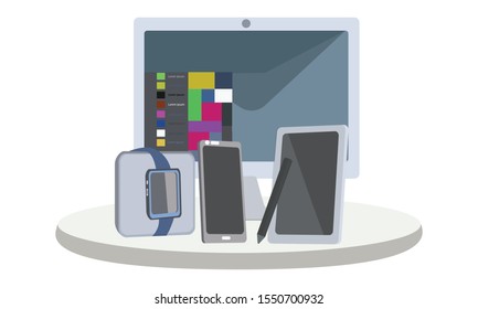 Electronic vector promotion concept for business advertisements.selling promotion.product promotion.onlline shooping