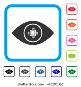 Electronic Vision icon. Flat grey pictogram symbol inside a light blue rounded square. Black, gray, green, blue, red, orange color variants of Electronic Vision vector.