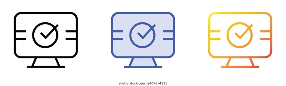 electronic vote icon. Linear, Blue Fill and Gradient Style Design Isolated On White Background