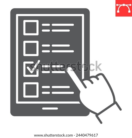 Electronic voting glyph icon, election and political, online voting vector icon, vector graphics, editable stroke solid sign, eps 10.