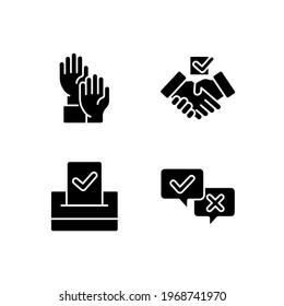 Electronic voting glyph icon. Poll. Customizable illustration. Vector isolated outline drawing.