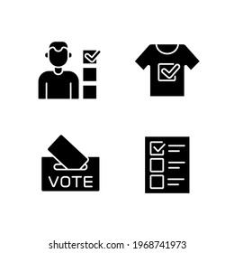 Electronic voting glyph icon. Poll. Customizable illustration. Vector isolated outline drawing.