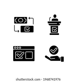 Electronic voting glyph icon. Poll. Customizable illustration. Vector isolated outline drawing.