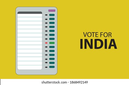 electronic voting machine isolated on  yellow background, vote for India concept vector illustration 