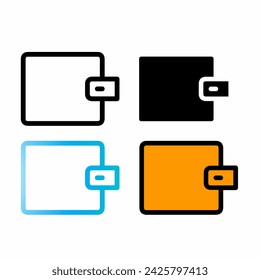 Electronic wallet line icon set. cash. Parallel vector icon, black and colorful style on white background