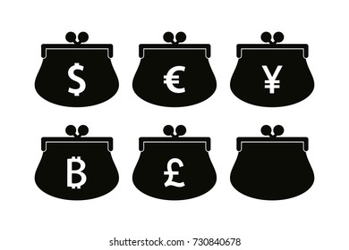Electronic wallet with virtual money isolated on white background.