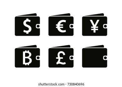 Electronic wallet with virtual money isolated on white background.