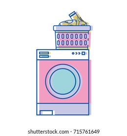 electronic washing machine and basket with dirty socks