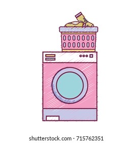 electronic washing machine and basket with dirty socks