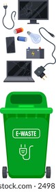 La basura Electrónica puede. Papelera verde clasificada