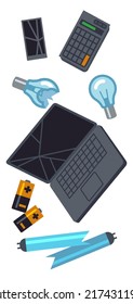 Electronic waste icon. Broken gadgets and devices recycle