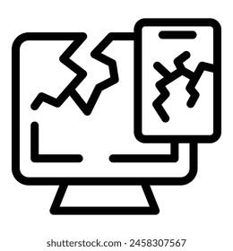 Electronic waste icon outline vector. Discarded devices. Household appliances trash