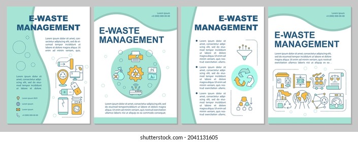 Electronic waste management brochure template. Nature protection. Flyer, booklet, leaflet print, cover design with linear icons. Vector layouts for presentation, annual reports, advertisement pages