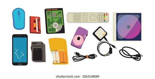 Electronic waste is a type of waste originating from electronic equipment, such as televisions, mobile phones, mice, keyboards, cassettes, radios, cables, cameras, computers, remotes.