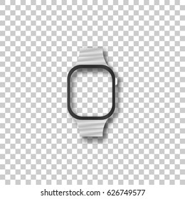Electronic watch body without screen on transparent background. Template framework. Insert your picture. Vector illustration.